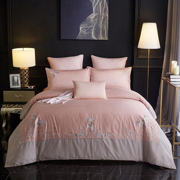 

bedding sets luxury egypt cotton classical flowers set embroidery duvet cover bed sheet pillowcases  king 4pcs size