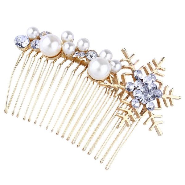 

hair clips 1pc alloy comb clip christmas snowflakes wedding bridal headpiece artificial pearl headdress