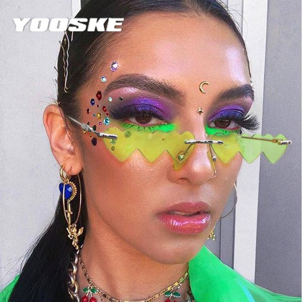 

rimless sunglasses women chic small sun glasses female party tiny heart shape sunglass uv400, White;black