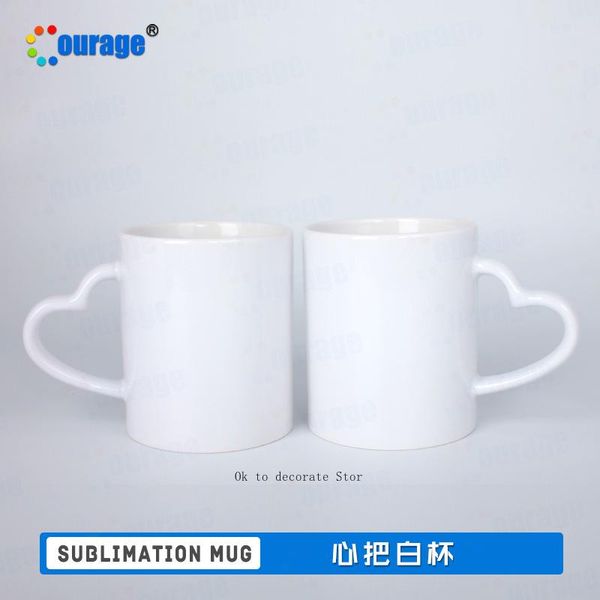 

mark coated cup blank love handle heart-shaped white thermal transfer wholesale mugs