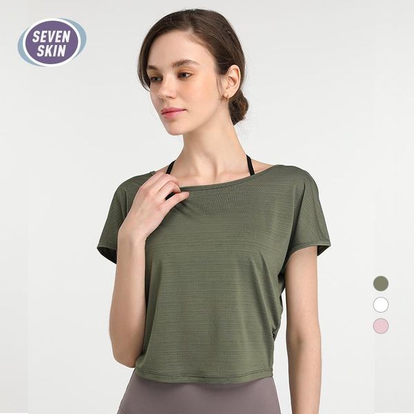 

women sports gym fitness yoga t-shirts short sleeve running sport crop female training workout elastic shirt outfits, White;red