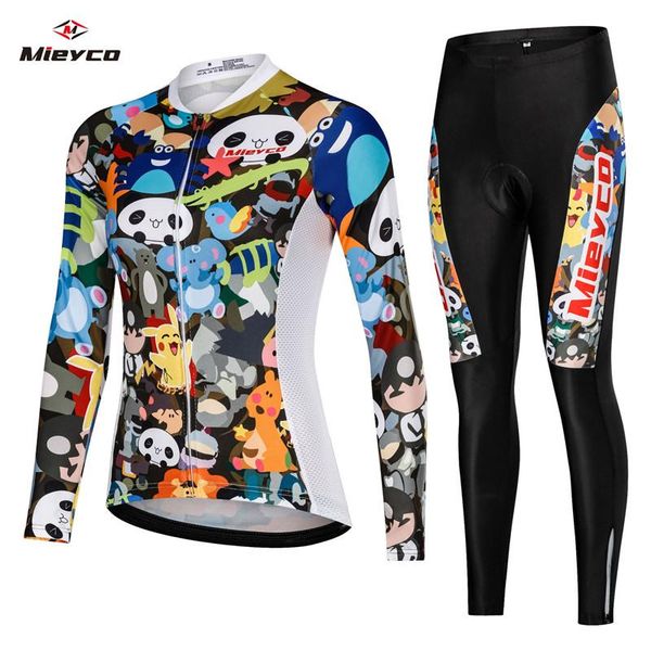 

racing sets mieyco cycling jersey roupa de ciclismo feminina team mtb mountain bike clothings panda design quick dry breathable bib set, Black;blue