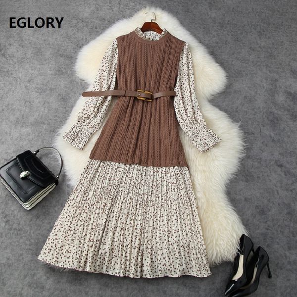 

skirts new korean fashion clothing sets autumn winter sweater suits ladies little floral print long sleeve +knitted vest top, Black