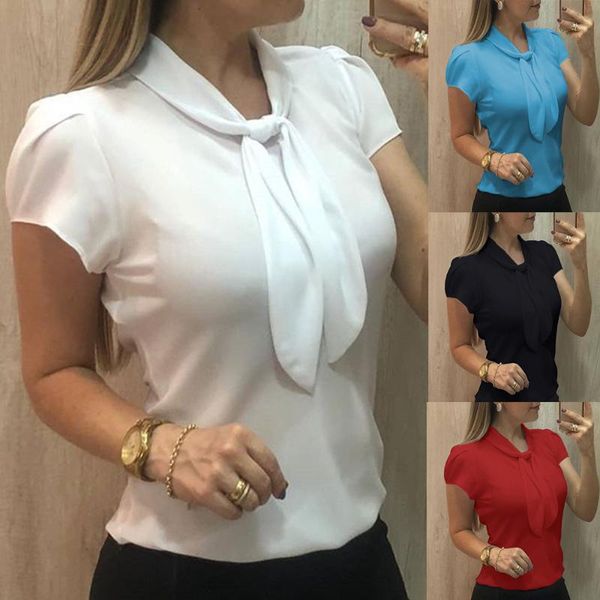 

pure short sleeve leader chiffon blouse women's blouses & shirts, White