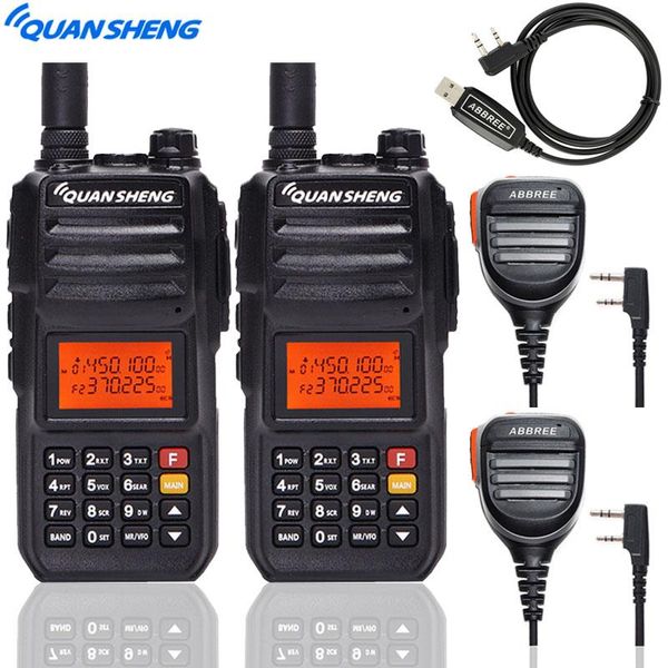 

walkie talkie 2pcs quansheng tg-uv2 plus high power 10w 5 bands 136-174mhz/ 350-390mh/400-470mhz 4000mah 10km long range