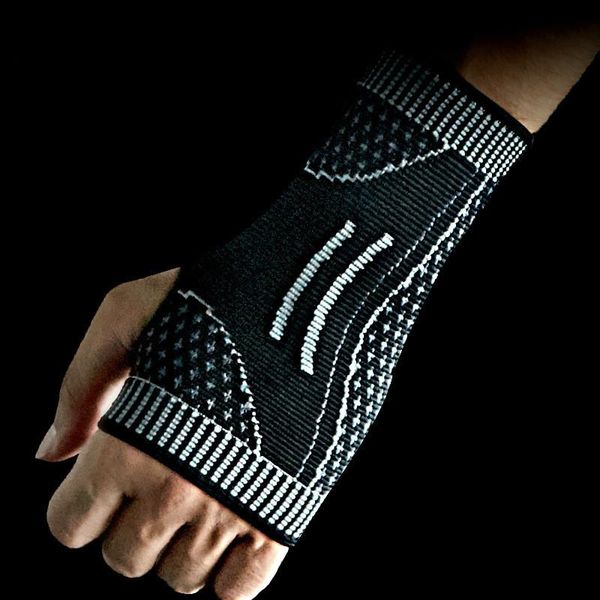 

1pair elastic wrist palm support brace compression wristband weight lifting sport hand wrap protector tennis wraps bandage, Black;red