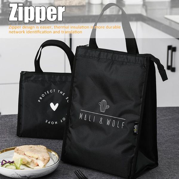 

hanging baskets black lunch bag thermal picnic box insulation bento pouch travel fruit organizer carry