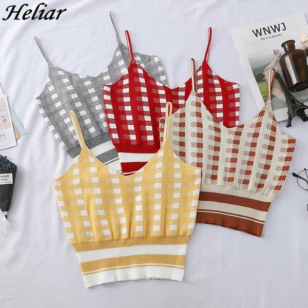 

women's tanks & camis heliar summer cute 2021 lady street wear v-neck knitting underwear women cloth sleeveless camisole, White