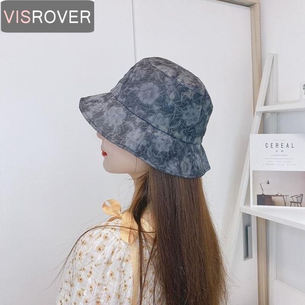 

visrover lace hats for women summer hat fashion cotton tie dye big trim foldable bonnet floral beach fish caps gift wide brim, Blue;gray