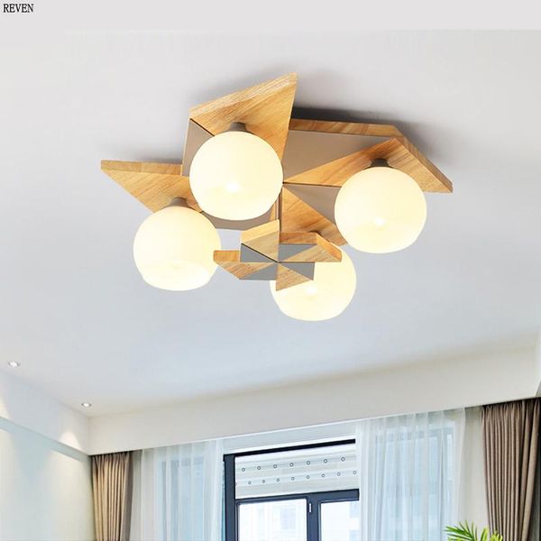

ceiling lights modern simplicity style brief wood living room bedroom surface mounted led light fixture with lamp