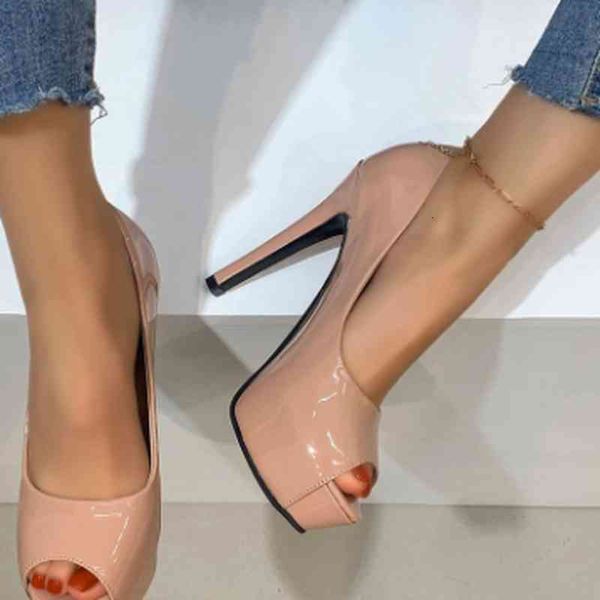 

sandals 2021 women summer pumps peep high heels party waterproof sandalias mujer sapato feminino slides fashion qwtb, Black