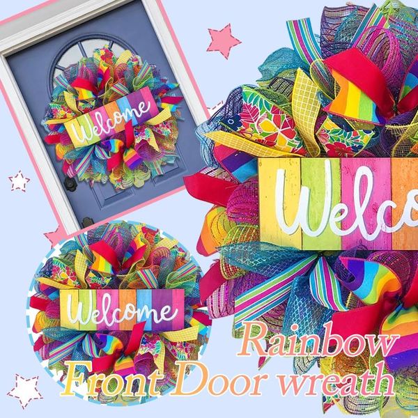 

decorative flowers & wreaths 40x40cm rainbow wreath lgbt pride front door decoration summer hanger holiday party wall
