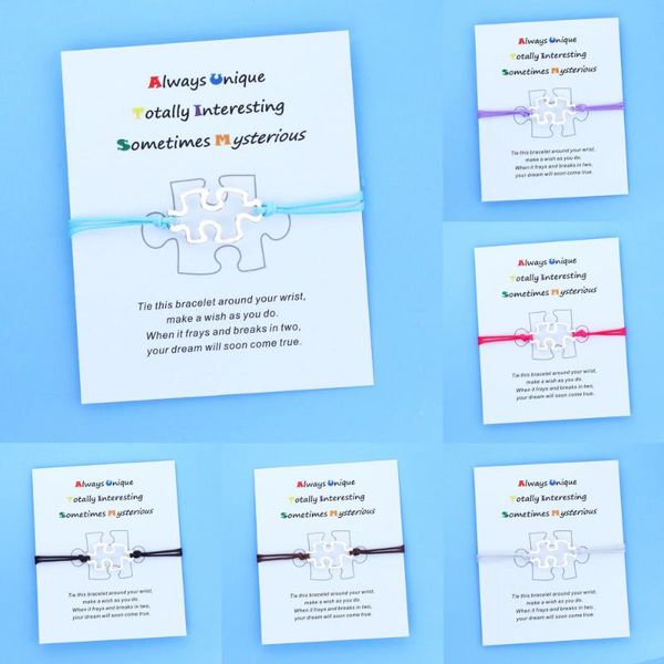 

charm bracelets autism awareness string bracelet fashion puzzle red bangle chain friendship jewelry gifts, Golden;silver