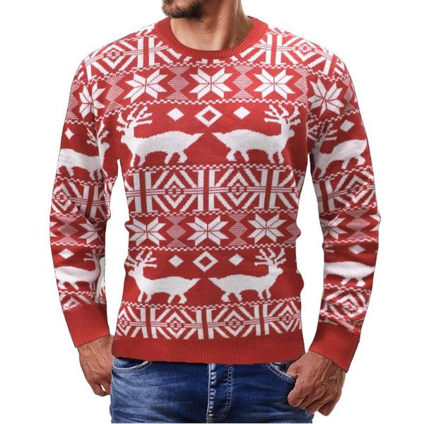 

men's sweaters christmas listing men knits sweater fashion long sleeve printing round neck pullover slim thicken autumn winter, White;black