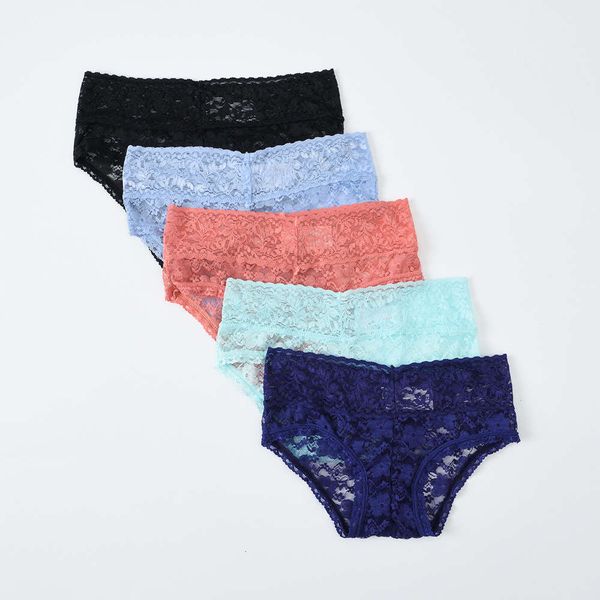 

women's korean lace underwear breathable mid waist triangle, Black;pink