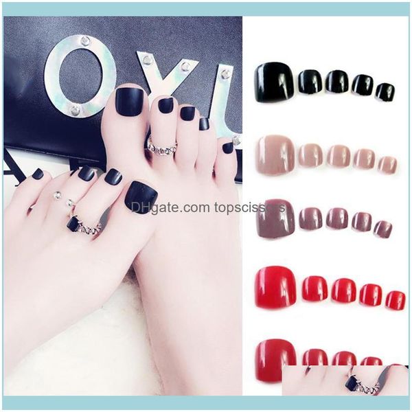 

salon health & beauty24pcs solid color wear short paragraph fashion manicure patch false toenails save time wearable toenail butt666 nail ar
