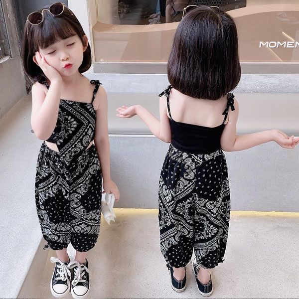

clothing sets 2021 girls summer sleeveless printed sling girl baby comfortable casual pants suit designer clothes for, White