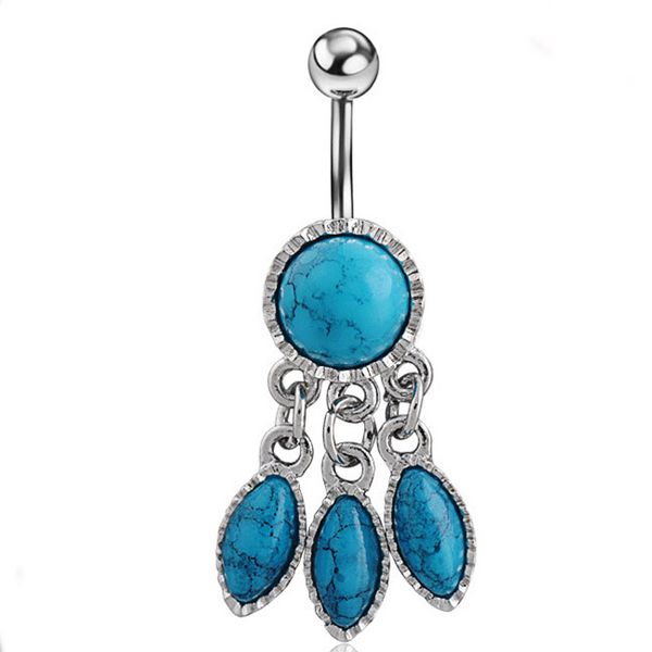 

d0755 dream catcher belly navel stud aqua.color, Silver