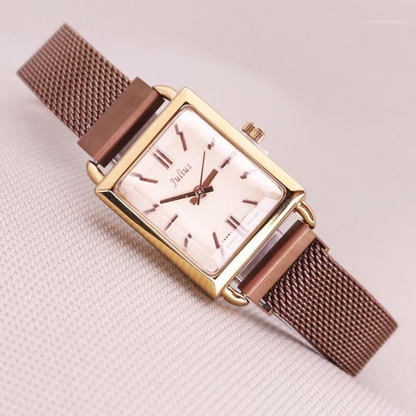 

wristwatches magnetic buckle simple retro women's watch japan quartz hours fine fashion stainless steel bracelet girl birthday gift jul, Slivery;brown