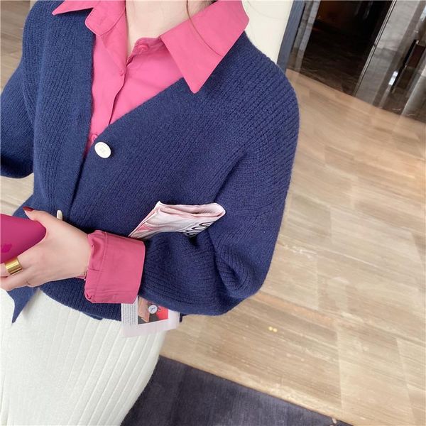

women's knits & tees v neck cardigan sweater autumn winter 2021 coat knitwear outer wear casual orange v-neck vintage cardigans top, White