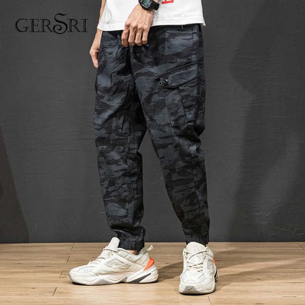 

gersri camo joggers men cargo pants mens casual camouflage pants pure cotton men's cargo trousers plus size young male x0621, Blue