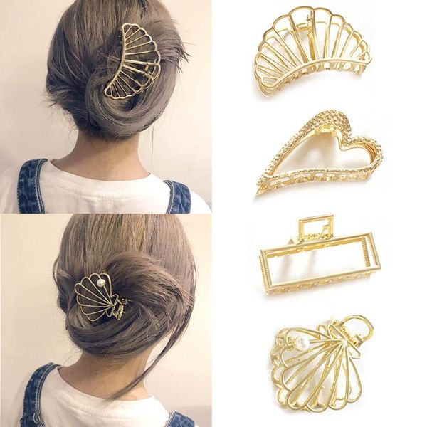 

hair clips & barrettes 1 pcs women metal claw lady barrette styling accessories ll@17, Golden;silver
