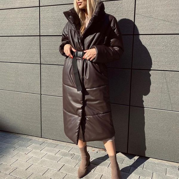 

women's down & parkas malina winter women fashion straight loose coats elegant pockets long cotton jackets female ladies jm, Black