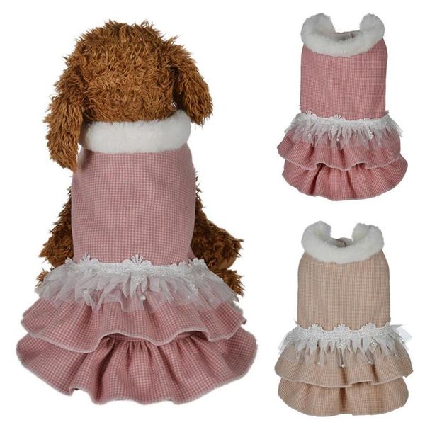 

dog apparel winter pet puppy clothes lace dress warm soft costume coat jacket