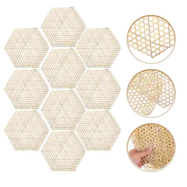 

decorative objects & figurines 10pcs geometric bamboo weaving pendants hexagonal net hanging decor