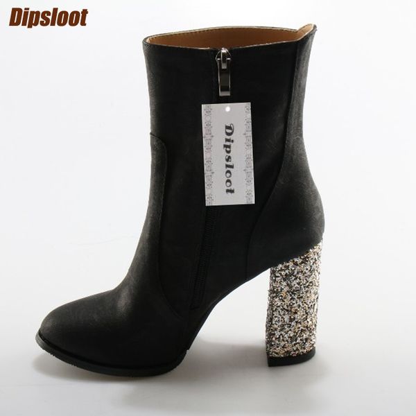 

boots crystal luxury tip from foot of women robust leaping ankle camuroy into loose ladies in leather high women's 99po, Black