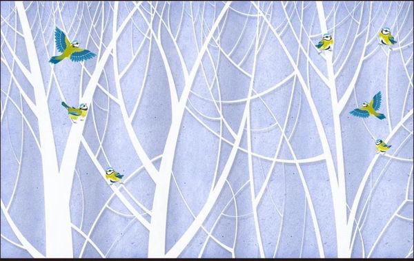 

wallpapers custom po for walls 3 d murals wallpaper hand painted trees, tv background, wall painting papers home decor