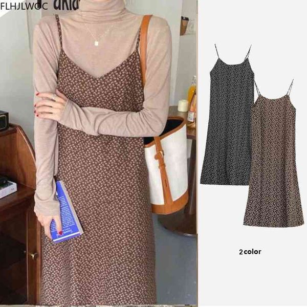

casual dresses feminine lady vestidos womens fashion korean japan style design floral printing retro vintage slip n1869 las6, Black;gray