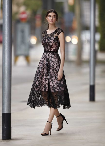 

luxury party evening dress 2021 black high waist lace medium length skirt slim temperament fashion drs