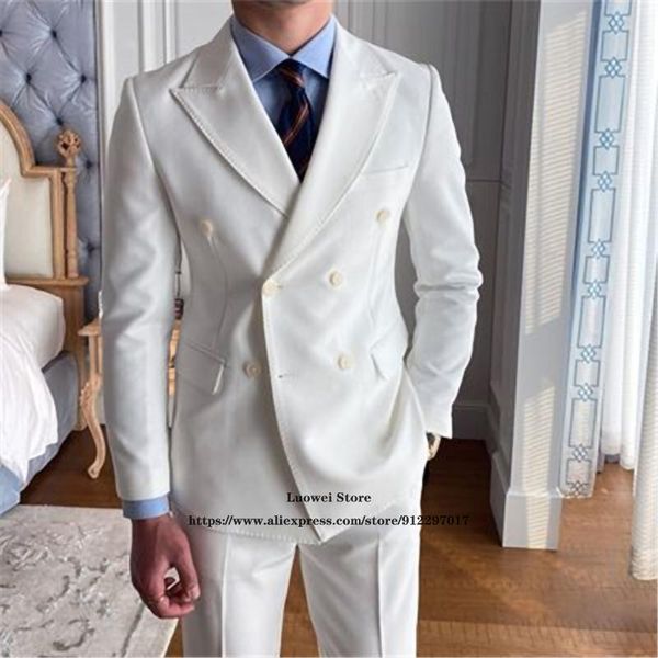 

men's suits & blazers mens suit classic double breasted 2 piece set vintage wedding groom tuxedo formal business blazer terno masculino, White;black