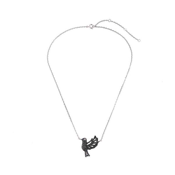 

xl01544c new handmade costomized hight quality women wing real black bird chain animal jewelry pendant men sets necklace, Silver