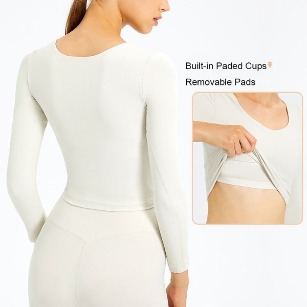

l131 cropped shirts slim fit sweatshirts long sleeve yoga outfit all-match sports coat jacket women leisure hoodie running fitness wear, White;red