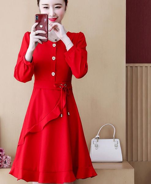 

2021 spring and autumn fashion long sleeve women's dress @97, Black;gray