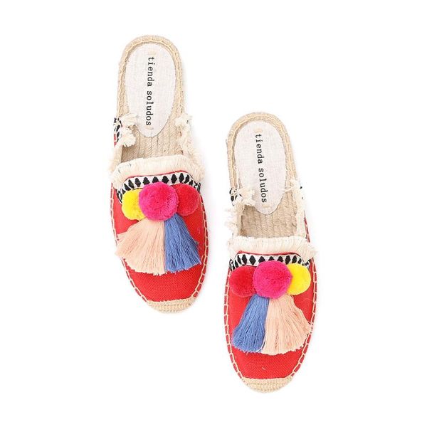 

slippers tienda soludos for women flat espadrilles, Black