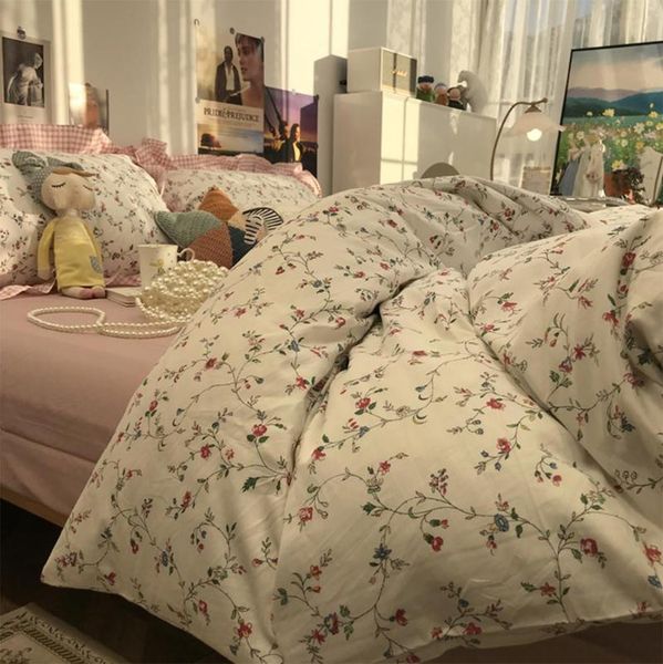 

bedding sets vintage pastoral floral set kid teen adult,design cotton twin full  home textile bed sheet pillow case quilt cover