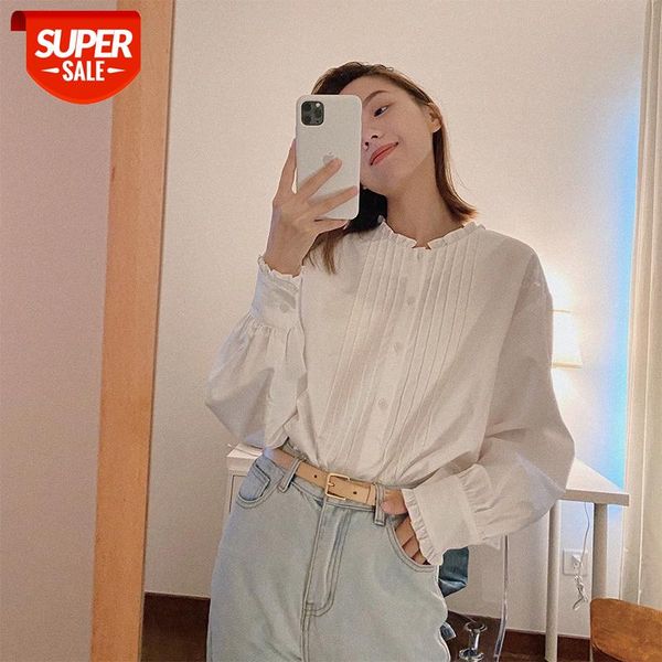 

net celebrity, good temperament, french style white wood ears loose shirt, female design sense, long sleeves can be issued on behalf o #op0a