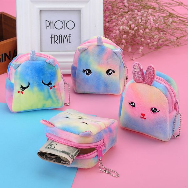 Brinquedo 1 pcs kawaii animal gato coelho moeda bolsa laser wallet fone de ouvido USB cabo de armazenamento de cabo pequeno saco de dinheiro pelúcia