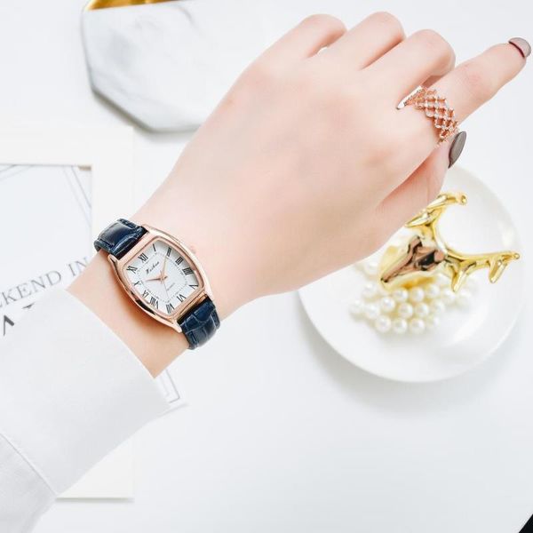 

wristwatches drop casual women's watches bracelet leather strap oval quartz ladies watch women clock wrist, Slivery;brown