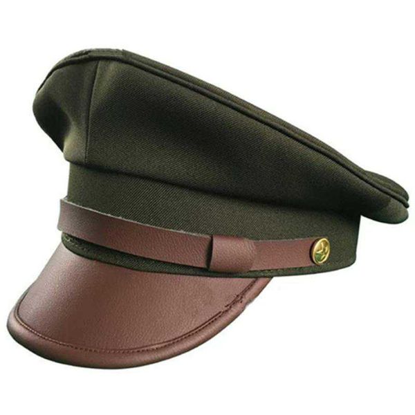 

wide brim hats land force hat us army american big retro military cap with badge green top, Blue;gray