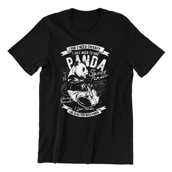 

life is better with panda - printed t-shirt, White;black