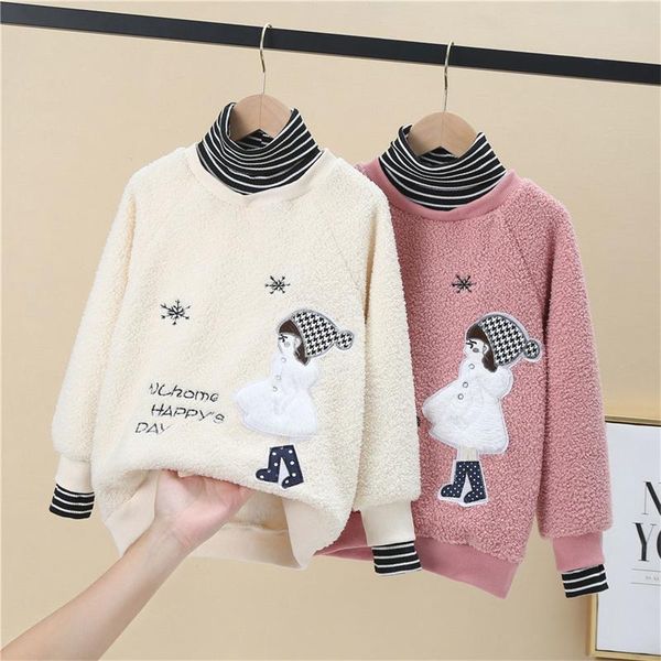 

hoodies & sweatshirts girls' kids underwear 2021 soft plus velvet thicken warm winter autumn cotton fleece children's clothin, Black