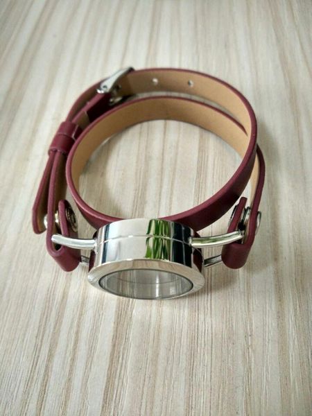 

charm bracelets beautiful leather wrap locket 2pcs/lot sl011, Golden;silver
