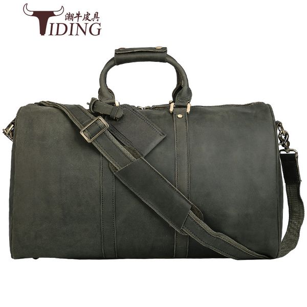 

real leather travel bag men's large capacity crazy horse hand luggage storage