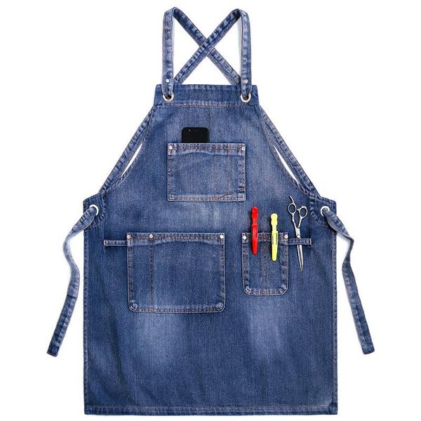 

aprons denim apron korean fashion barista milk tea shop baking men and women work clothes barber nail art custom printing
