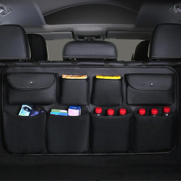 

car organizer 2021 pu leather rear seat back storage bag multi-use trunk auto stowing tidying interior accessories