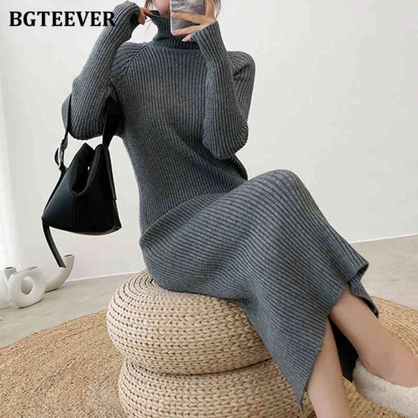 

dresses thick turtleneck long sleeve bodycon female knitted elegant women split sweater dress autumn winter vestidos 0jmm, Black;gray